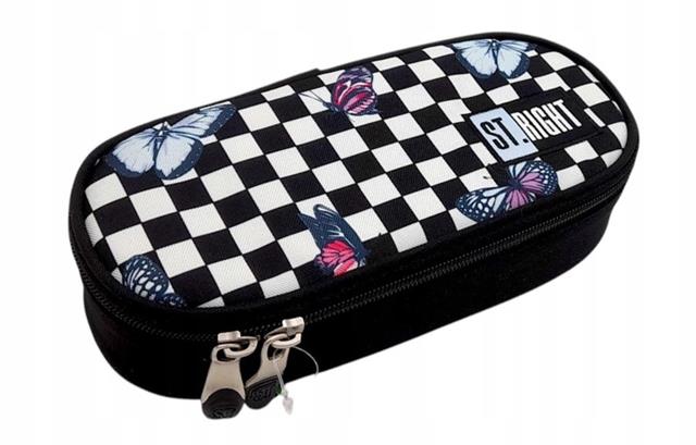 MAJEWSKI PIÓRNIK SASZETKA USZTYWNIONA Z WEWNĘTRZNĄ KLAPKĄ ST.RIGHT PC-01 CHESSBOARD BUTTERFLIES