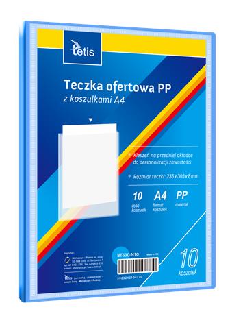 TETIS TECZKA OFERTOWA A4 PP 10 KOSZULEK NIEBIESKA BT630-N10