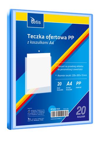 TETIS TECZKA OFERTOWA A4 PP 20 KOSZULEK NIEBIESKA BT630-N20
