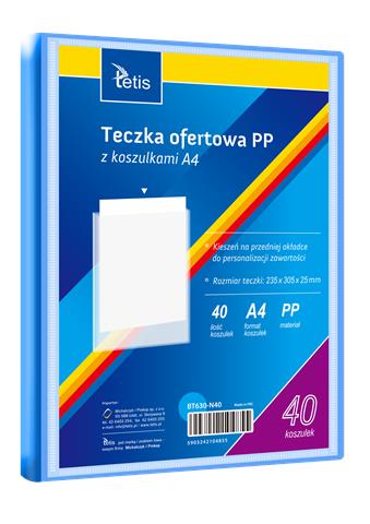TETIS TECZKA OFERTOWA A4 PP 40 KOSZULEK NIEBIESKA BT630-N40