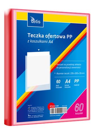 TETIS TECZKA OFERTOWA A4 PP 60 KOSZULEK CZERWONA BT630-C60
