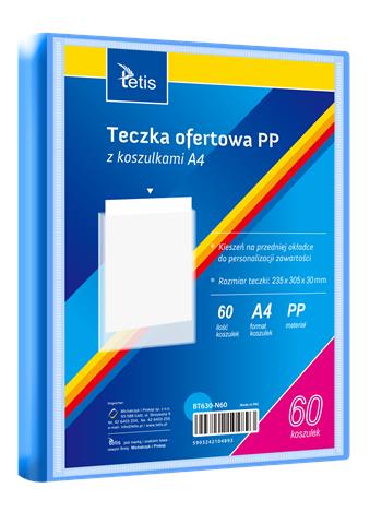 TETIS TECZKA OFERTOWA A4 PP 60 KOSZULEK NIEBIESKA BT630-N60