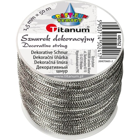 titanum sznurek dekoracyjny 1.5mmx50m srebrny 440762