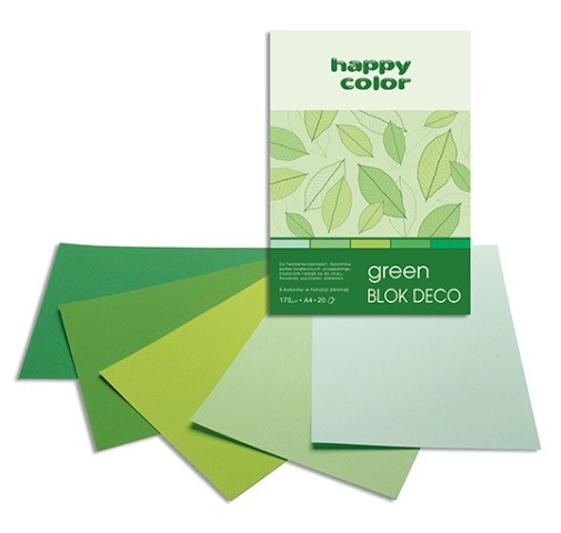 GDD BLOK DECO GREEN A4 20K 5KOL.W TONACJIZIELONEJ 170G/M2 HAPPY COLOR /5/