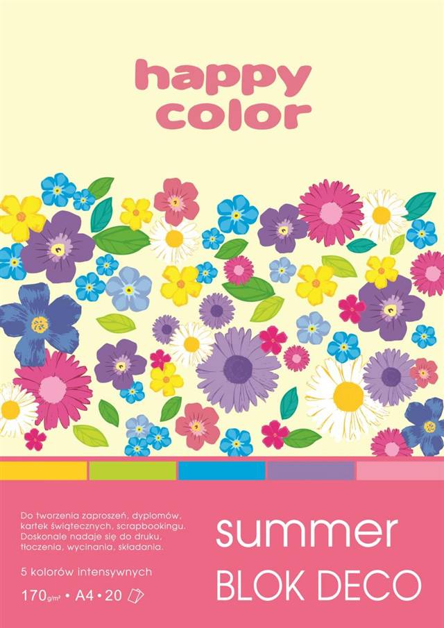 GDD BLOK DECO SUMMER A4 20K 5KOL.INTENSYWNYCH 170G/M2 HAPPY COLOR /5/
