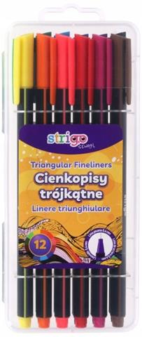 STRIGO CIENKOPISY TRÓJKĄTNE 12 KOLORÓW  SSC349 WPC /12/
