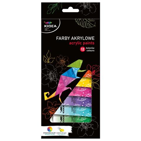 DERFORM FARBY AKRYLOWE 12 KOLORÓW 12ML  TUBA FAA12KA /12/