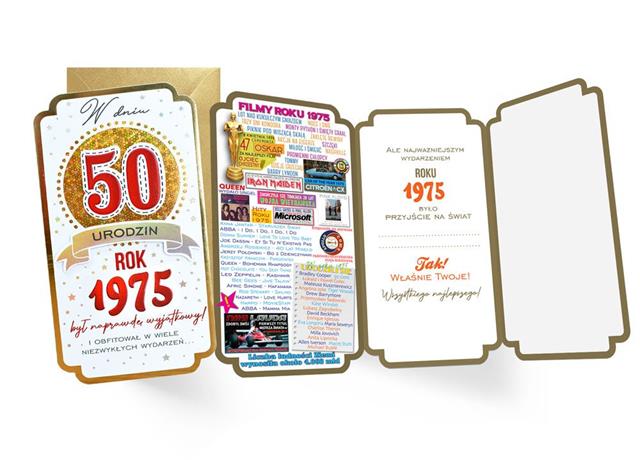 KUKARTKA KARNET OKOLICZNOŚCIOWY 50 URODZINY PM-394