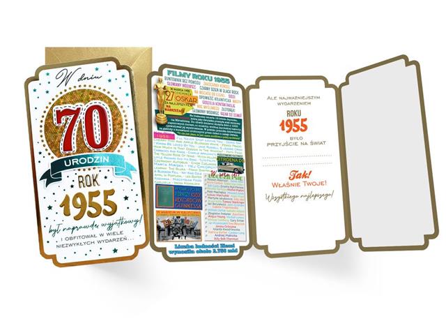 KUKARTKA KARNET OKOLICZNOŚCIOWY 70 URODZINY PM-396