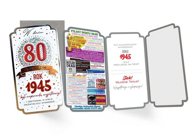 KUKARTKA KARNET OKOLICZNOŚCIOWY 80 URODZINY PM-397