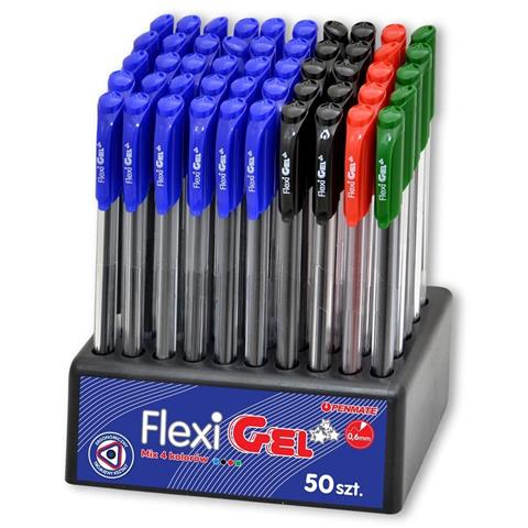 TT-DŁUGOPIS FLEXI ŻELOWY OP.50SZT TT-8506 30 NIEBIESKICH+ 10 CZARNYCH +5 ZIELONYCH+ 5 CZERWONYCH 0.6MM  PENMATE