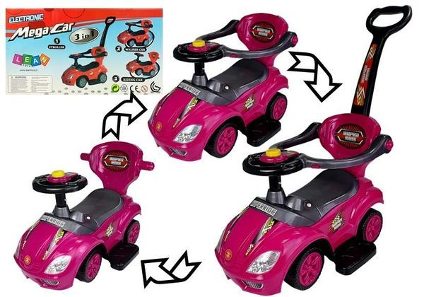 LEAN JEŹDZIK Z PCHACZEM RÓŻOWY MEGA CAR 3W1 4997