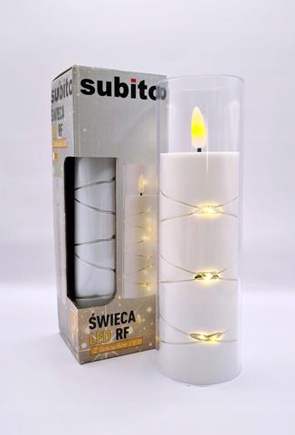 SUBITO ŚWIECA Z ŁANCUCHEM LED RF BEZ BATERII 360 FH175MM KOLOR BIAŁY /4/