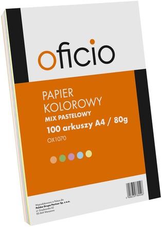 PAPIER KSERO A4 100 ARKUSZY 80G MIX 2   PASTELOWY 5KOLORÓW OX 1073 OFICIO