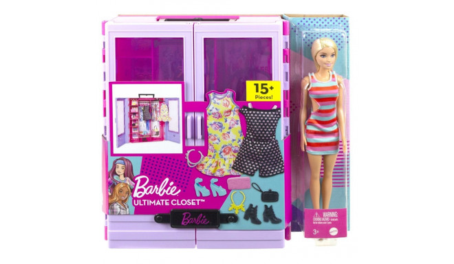 mattel barbie szafa na ubrania z akcesoriami + lalka hjl66