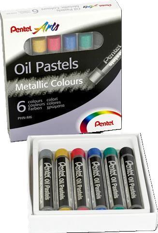 PENTEL KREDKI PASTELE OLEJNE 6 KOLORÓW METALICZNE 12/
