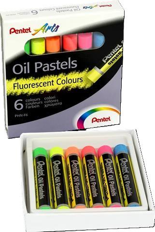 PENTEL KREDKI PASTELE OLEJNE 6 KOLORÓW  FLUORESCENCYJNE 12/