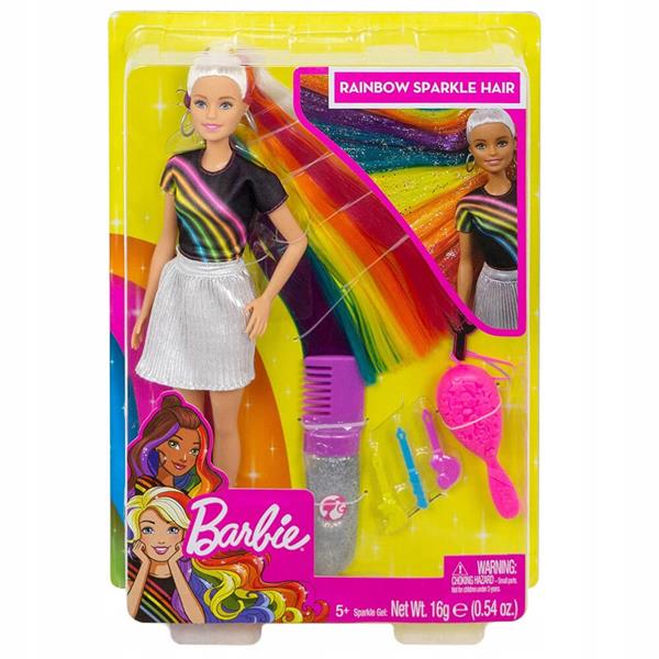 mattel barbie lalka błyszczące tęczowe włosy fxn96