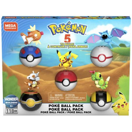 mega construx pokemon pokeball 5pak 118el ghp85 mattel