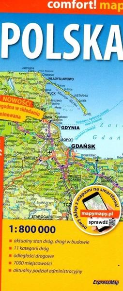 comfort!map mapa polski 1:800000