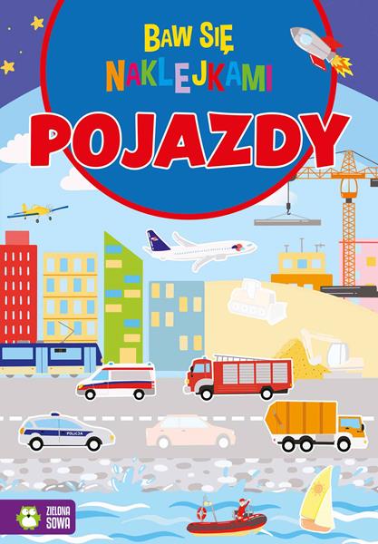 zielona sowa książeczka baw się naklejkami pojazdy